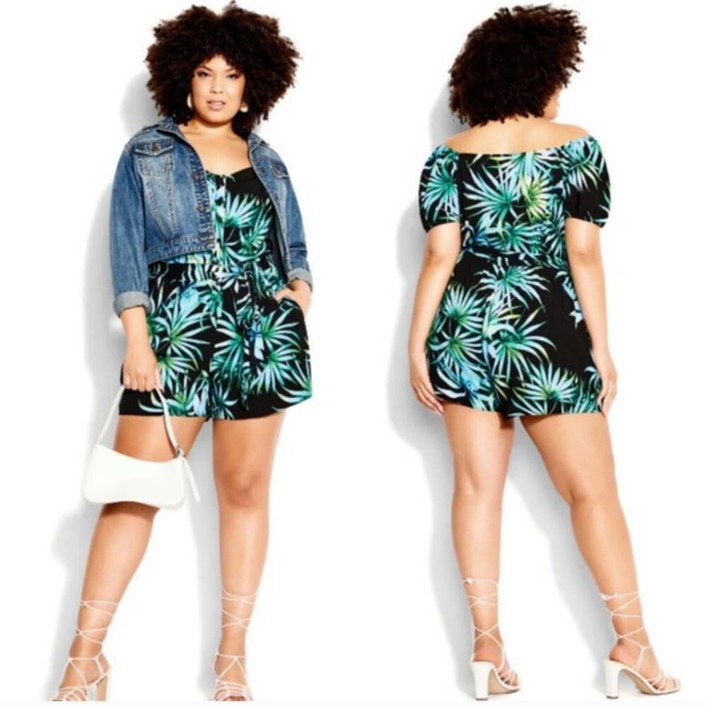 City Chic Playsuit Vacation Teal Romper Plus 18 1XL Boho Festival Pockets NWT - Picture 13 of 13